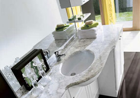Top bagno in marmo Bianco di Carrara