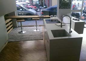 Vasca integrata su top cucina Laminam Collection Fumo