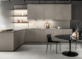 Top e rivestimento in laminam calce tortora