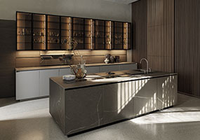 Top e rivestimento in laminam pietra piasentina taupe